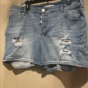 KanCan Light Blue Distressed Denim Shorts